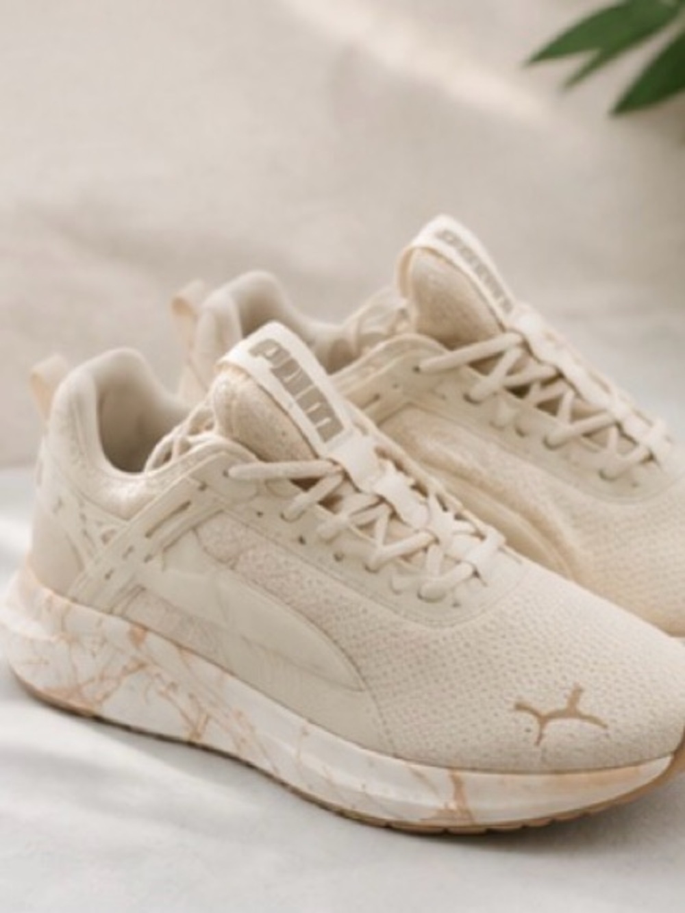 Puma Women's Beige Marble-Trim Running Sneakers